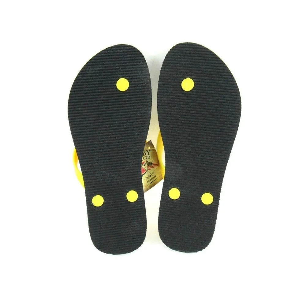 Rugby Assn Women's Thong Sandals Flip-Flops Black/Yellow Size 6 - Picture 5 of 5